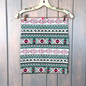 NWT H&M Cotton Knit Mini Skirt Tribal Print Small